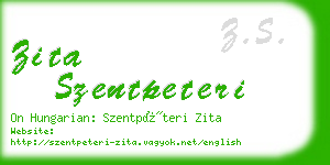 zita szentpeteri business card